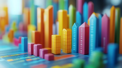 Aufkleber - Colorful 3D Bar Chart Representing Business Growth.
