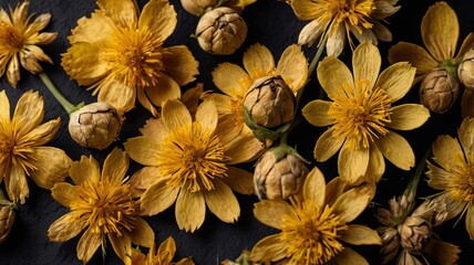 Sun-Kissed Dried Flowers on Black