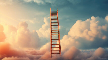 generated illustration motivation concept idea of ladder leading up.