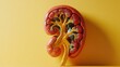 © Pricha.RT - Anatomical diagram of the human kidney isolated on a plain color background, with space for text overlays.