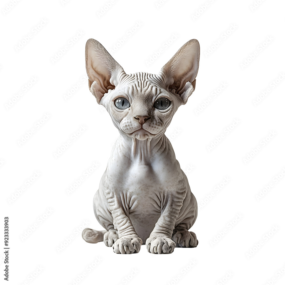 Sphynx Cat Sitting on Plain White Background transparent png in High ...