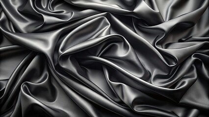 Sticker - Luxurious black silk satin cloth with elegant drapery folds , Luxury, Background, Black, Silk, Satin, Material, Texture