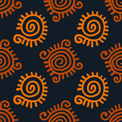 Seamless repeating pattern of hand-drawn ethnic elements