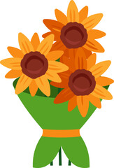 Wall Mural - Sunflowers bouquet icon. Flat style.