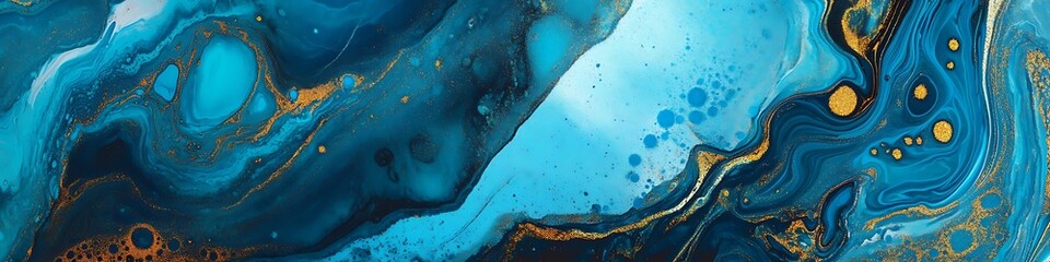 Poster - Abstract marbleized effect background. Blue creative colors. Beautiful paint with the addition of gold