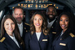 © Link Parker - Diverse flight crew in aircraft cockpit, multicultural airline team at work