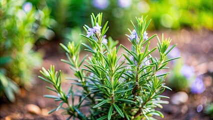 Poster - Fresh rosemary plant growing in a vibrant herb farm garden, rosemary, plant, herb, farm, garden, fresh, green, nature