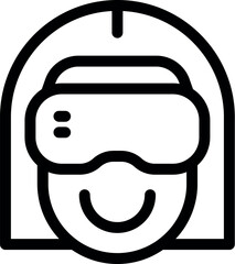 Poster - Line art icon of a woman wearing a virtual reality headset and smiling