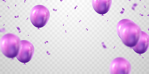 Wall Mural - Banner template vector background design purple 3d balloon beautiful illustration