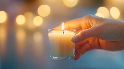 Canvas Print - Holding a Burning Candle.