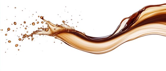 Wall Mural - A Splash of Brown Liquid with Droplets Against a White Background