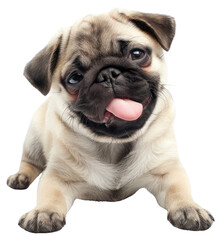 Canvas Print - PNG Adorable pug puppy sticking tongue