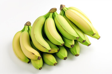 Wall Mural - Greenish bananas on white background