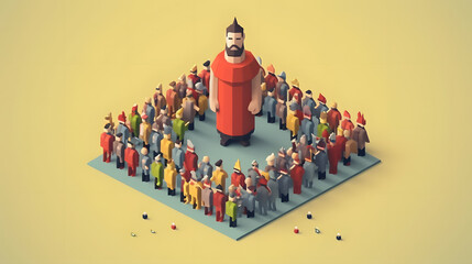 Leader game 3d pixel cartoon