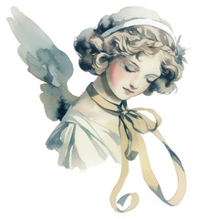 Sticker - PNG  Elegant watercolor angel illustration