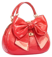 Poster - PNG  Glossy red handbag with bow