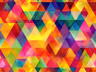 Sticker - Intricate triangles and hexagons in vibrant colors forming a mesmerizing abstract composition, seamless pattern