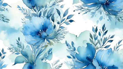 Poster - blue theme abstract nature motifs in watercolor painting background art design .jpg