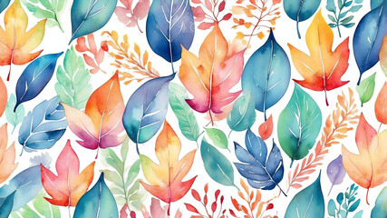 Poster - colorful theme abstract leaf designs in watercolor painting background art design .jpg