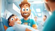 © Design Depot - A smiling animated doctor standing beside a patient in a hospital, with medical staff and equipment visible in the background. The scene conveys care and professionalism.