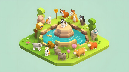 Poster - Pet game 3d pixel cartoon