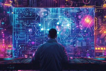 Canvas Print - A Quantum computer quit network latest computer technology