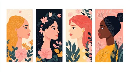 Wall Mural - International Women's Day set: Vector templates for card, poster, and flyer.