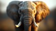 © Design Depot - A majestic front-facing close-up of an elephant with textured skin and prominent tusks, showcasing the timeless elegance and strength of this magnificent wild creature.