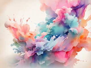 Wall Mural - abstract watercolor background with flowers