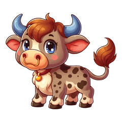 Wall Mural - cartoon Cute baby bull colorful vector