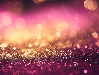 Poster - pink and gold glitter background with bokeh lights