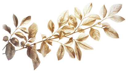 Sticker - PNG Elegant golden botanical leaf illustration