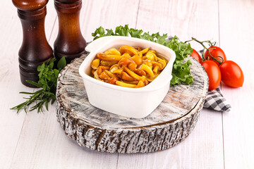 Canvas Print - Marinated honey mushroom in the bowl