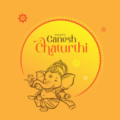 Wall Mural - Happy Ganesh Chaturthi Festival Template Design with Lord Ganesha Illustration