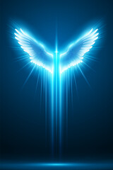 Wall Mural - wings with blue light effect