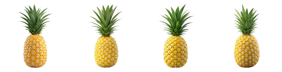 Poster - Whole pineapple set isolated on transparent background