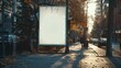 © Sirichat. Camphol - White blank poster board for advertising in the city on the street