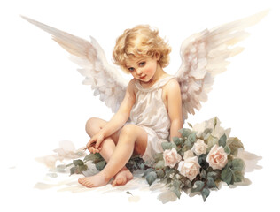 Poster - PNG Watercolor illustration Child Angel angel photography archangel.