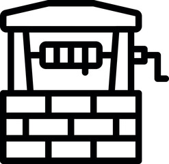 Poster - Simple line icon of a water well with a crank for drawing fresh water from deep underground
