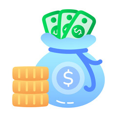 Sticker - Wealth bag icon designed in flat style 