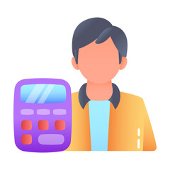 Wall Mural - Accountant with calculator flat icon 