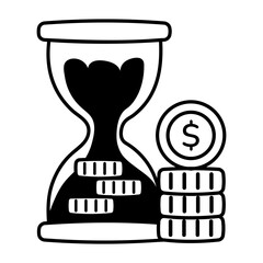 Poster - Time is money glyph style icon 