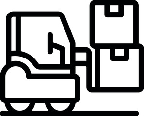 Poster - Simple line icon of a forklift truck lifting two cardboard boxes, ideal for logistics and delivery themes