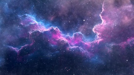 Wall Mural - Stunning cosmic nebula with vibrant colors and starry background. Seamless looping time-lapse video background.
