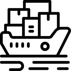 Wall Mural - Simple line icon of a cargo ship carrying goods by sea for import and export