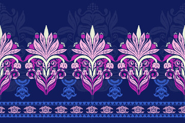 Wall Mural - Motifs African boho paisley Floral embroidery Ikat pattern border. Ethnic ikat floral Ethnic Indian Pattern Ikat pattern Ethnic Pattern.Border indian floral Aztec embroidery border seamless patterns.