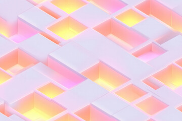 Poster - Abstract geometric pattern with soft pastel colors and glowing light from within