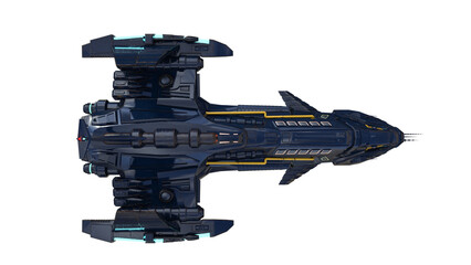 Aufkleber - Top view of large science fiction fantasy space ship. Isolated 3D render.