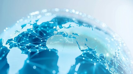 Poster - Abstract holographic globe, interconnected nodes representing social media and global communication, vibrant colors, dynamic design, ideal for modern business environments.