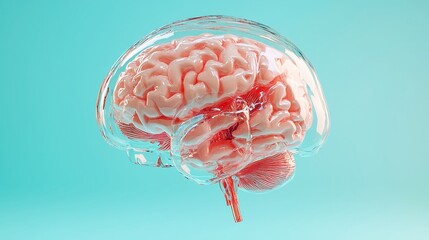 Poster - AI Brain Hologram, vibrant blue backdrop, intricate neural connections, futuristic design, digital innovation, technology visualization, modern artificial intelligence concept.